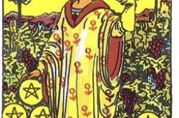 塔罗牌星币九正位事业财运发展如何？星币九正位事业财富结果