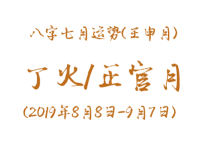 2019年八字壬申月运势：丁火/正官月